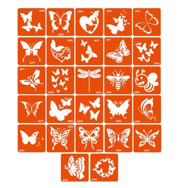 B - бабочки, простая коллекция, 5*5см 27шт_№1 пр. back