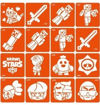 Minecraft + Brawl Stars, класична колекція, 6*6 см, 16 шт BT100 фото